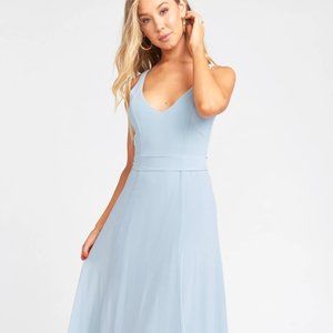 Show Me Your MuMu Jenn Maxi Dress Steel Blue Chiffon, Size M